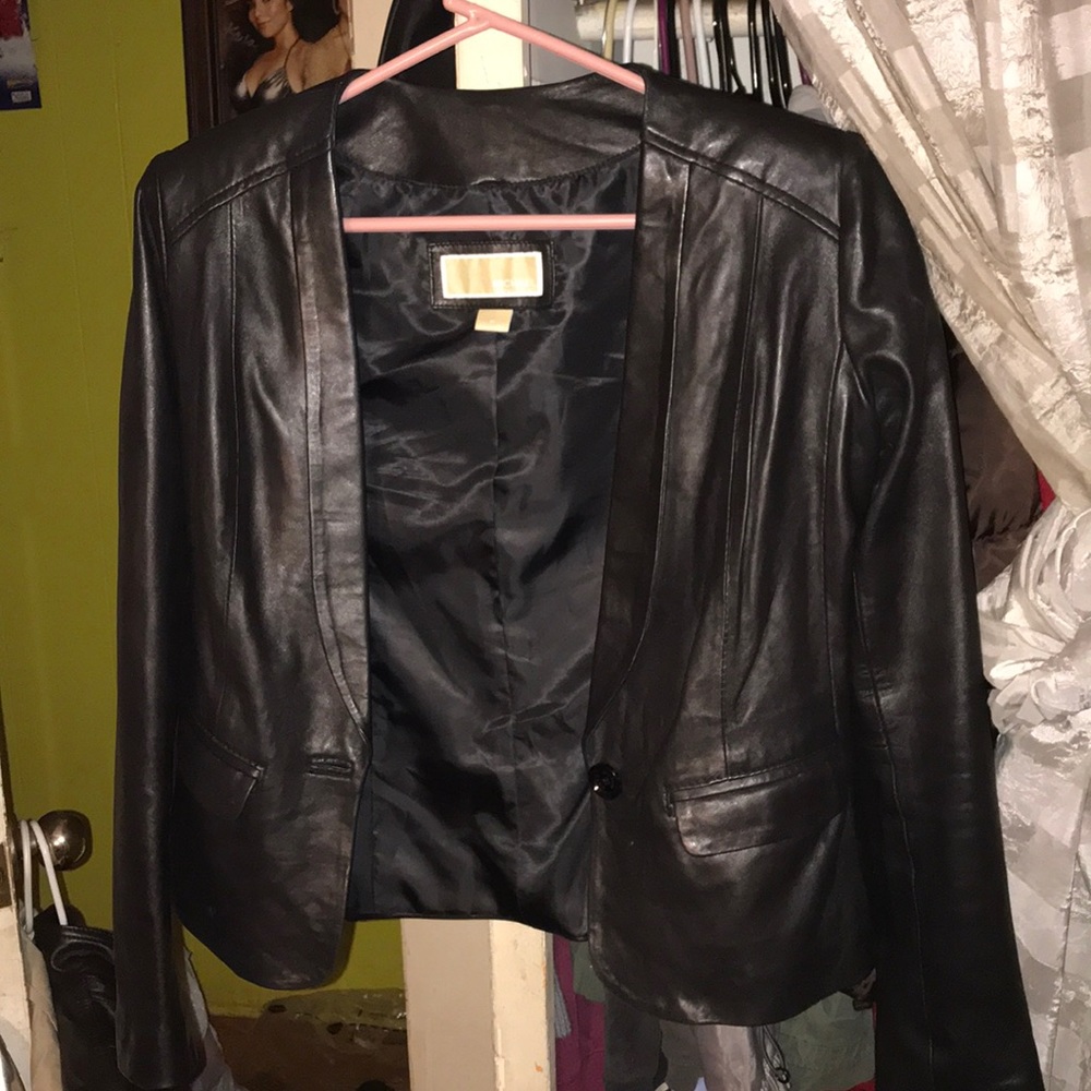 Black Michael Kors leather jacket